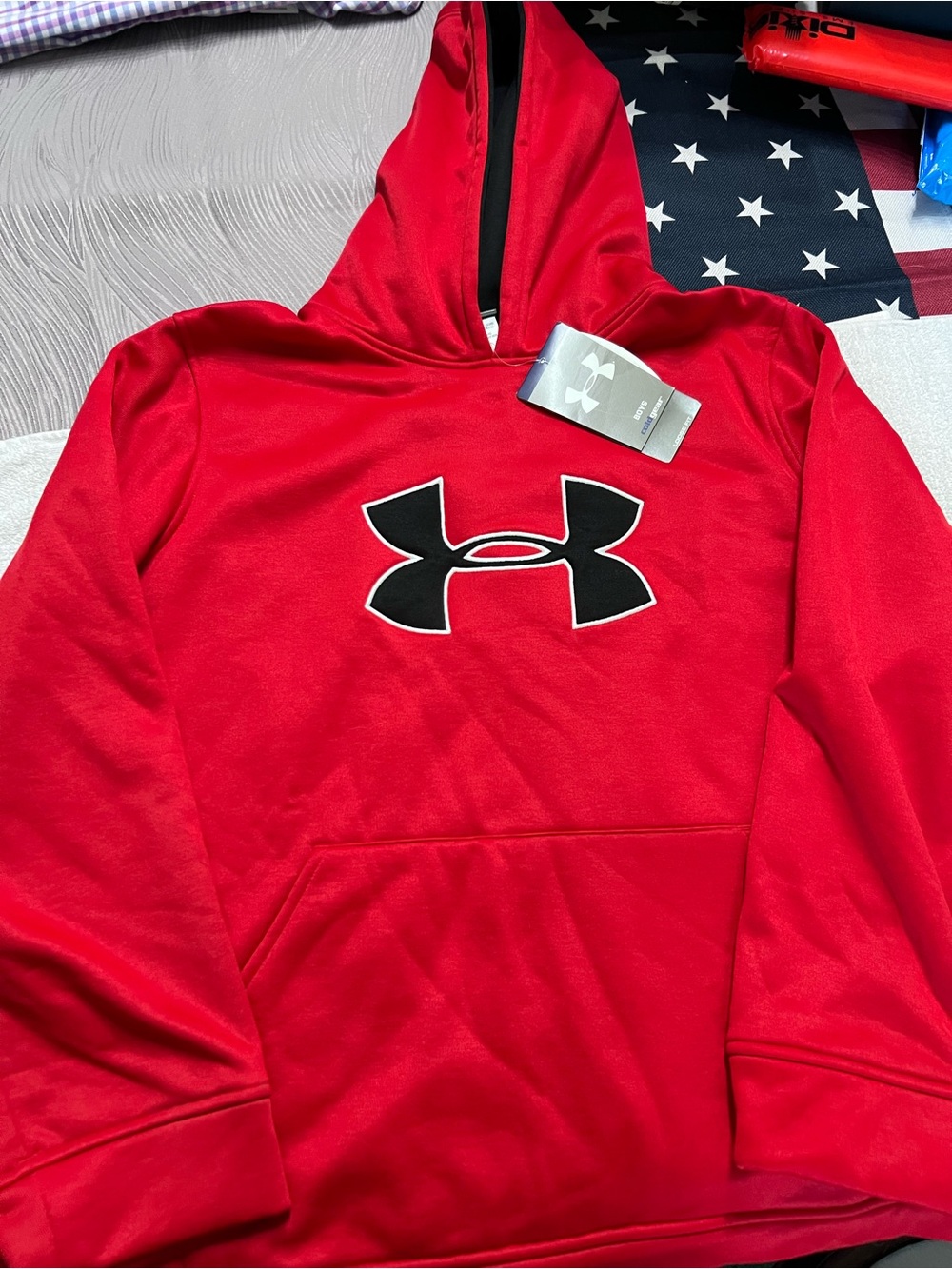 Under Armour Boys YXL 18-20 ColdGear Red Full Zip Hoodie Loose Fit NWT